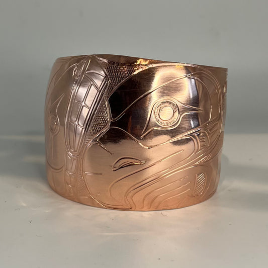 Whale & Thunderbird Copper Cuff Bracelet 2"/6"