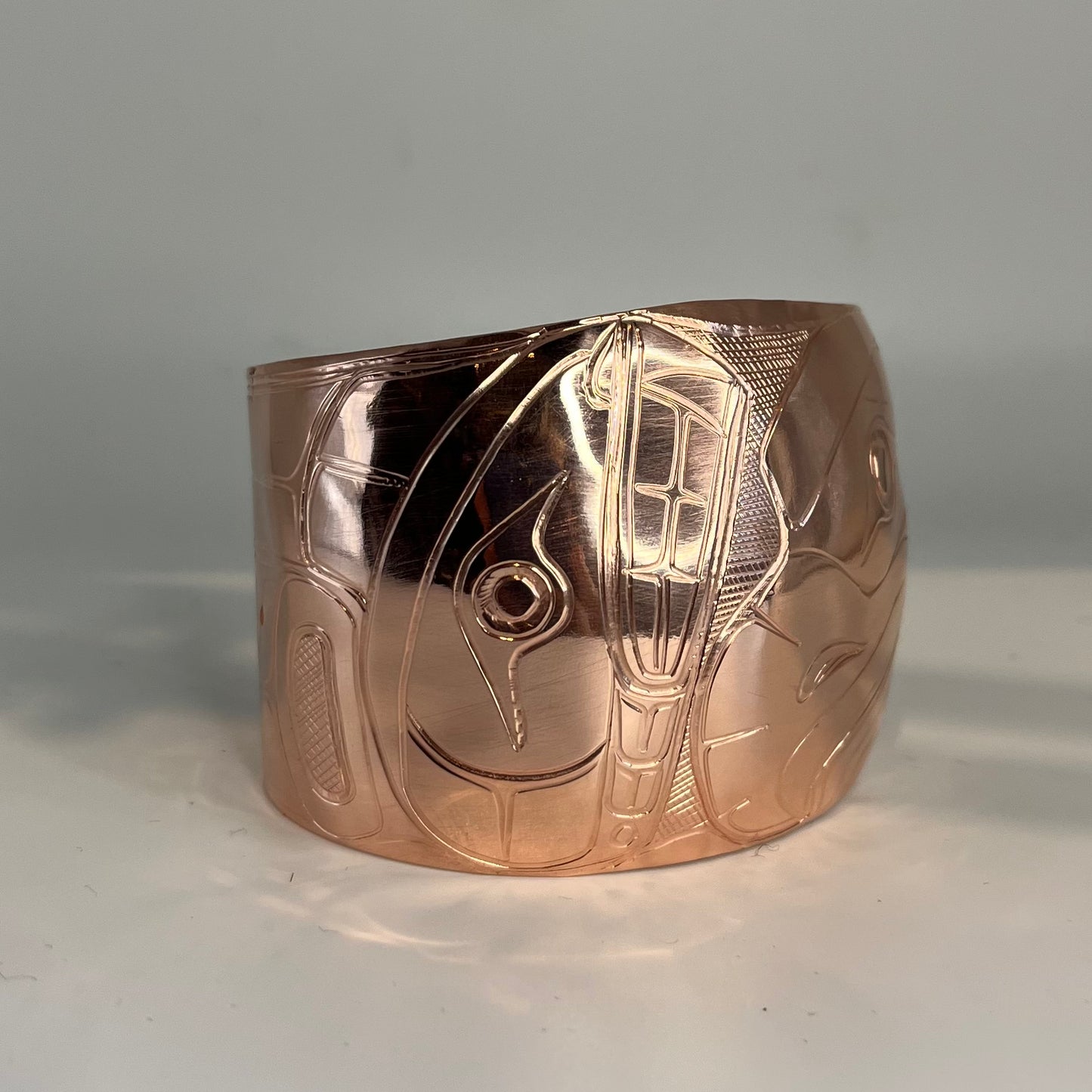 Whale & Thunderbird Copper Cuff Bracelet 2"/6"