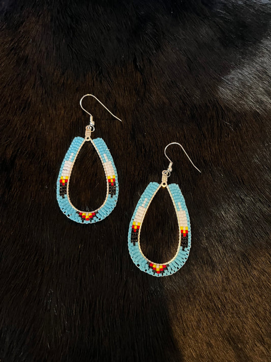 40mm Silver Beaded Teardrop Hoops