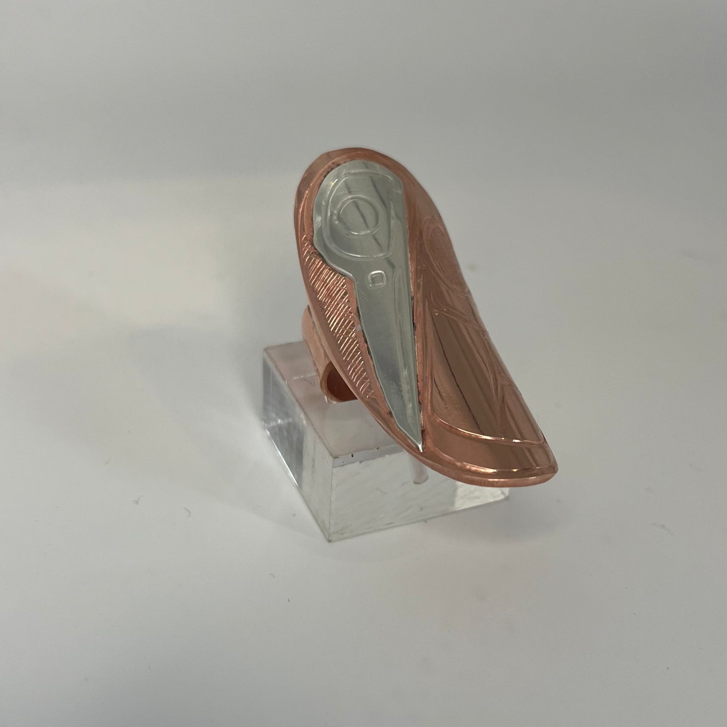 Copper & Silver Humming Bird Ring Sheild