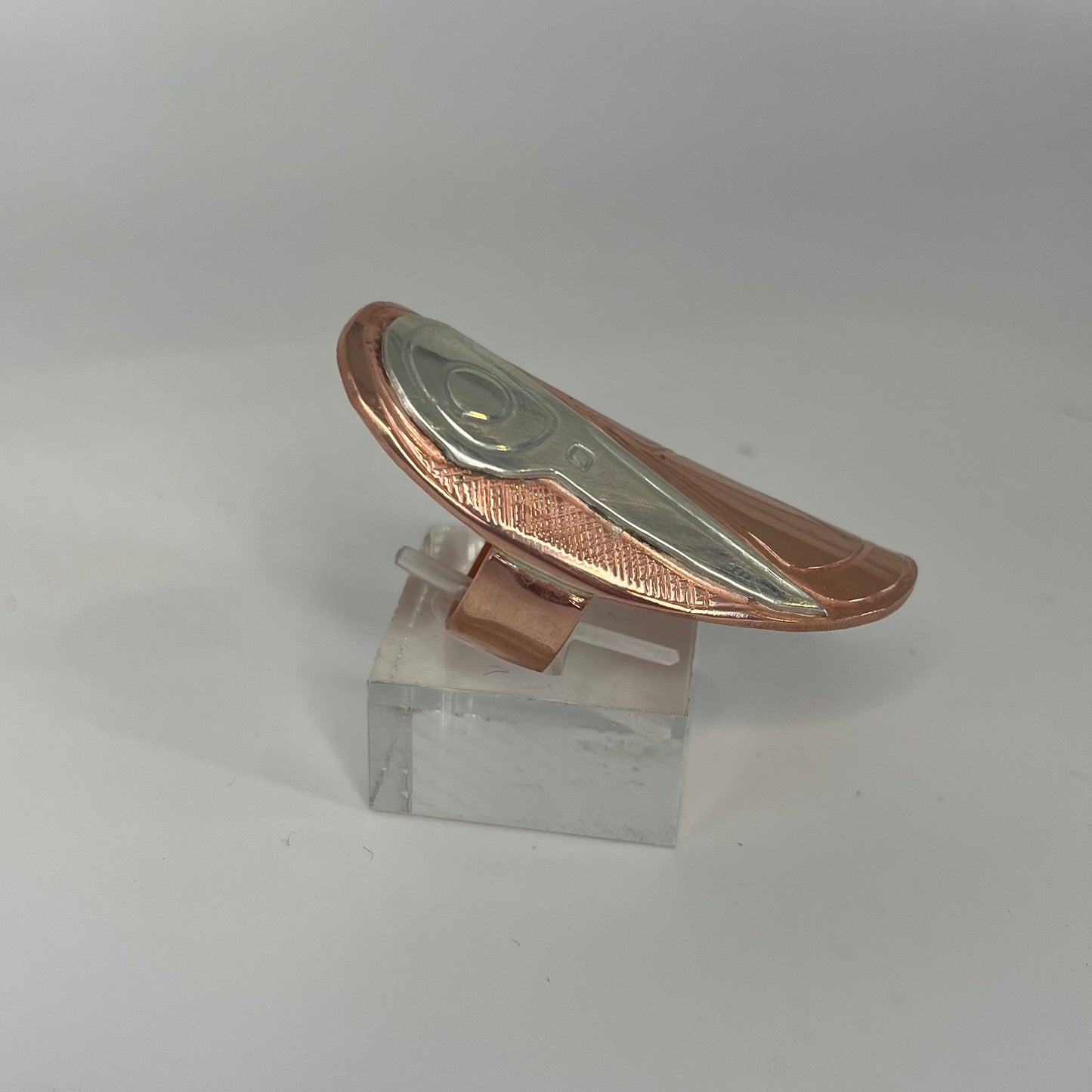 Copper & Silver Humming Bird Ring Sheild