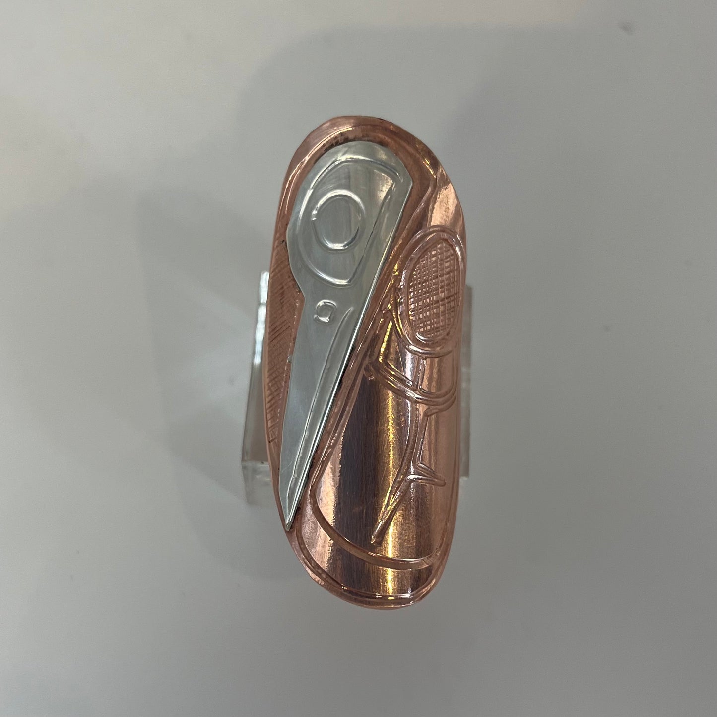 Copper & Silver Humming Bird Ring Sheild