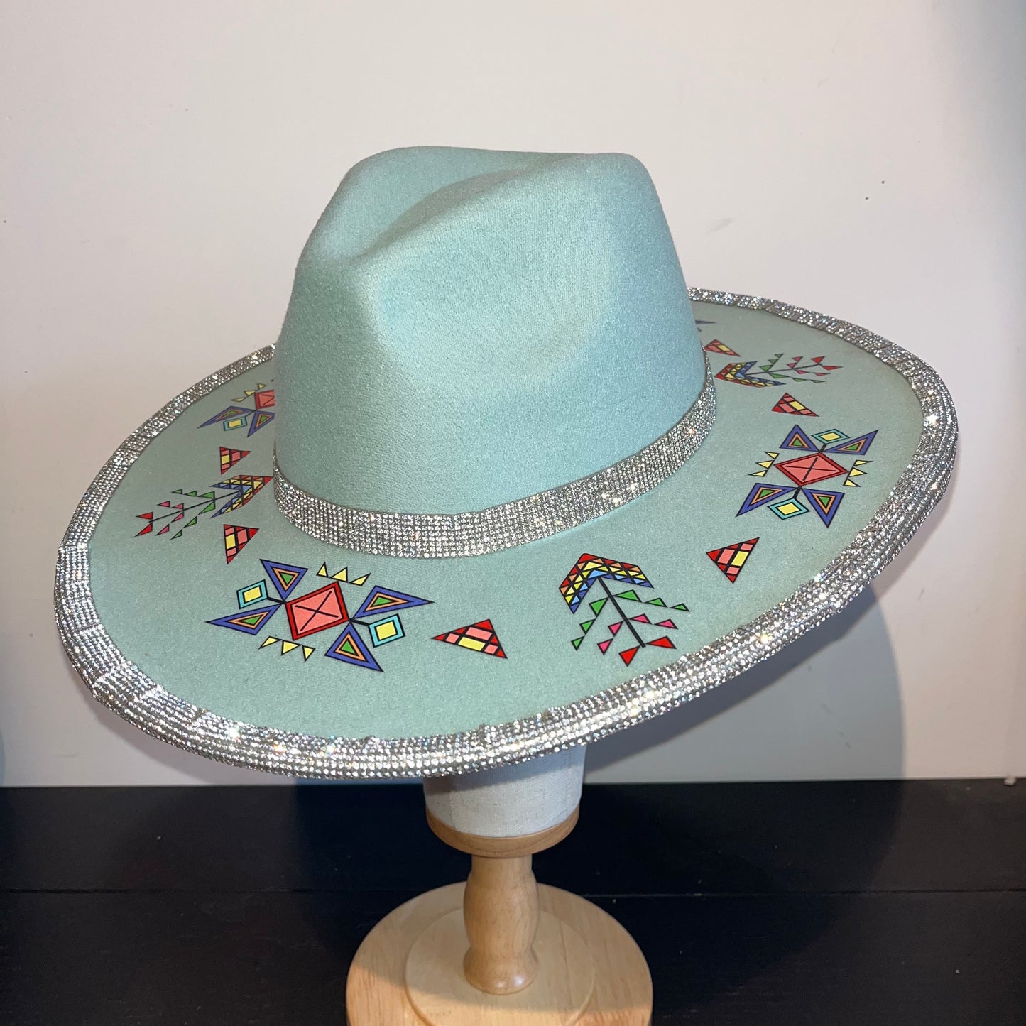 Rhinestone Light Turquoise Hat