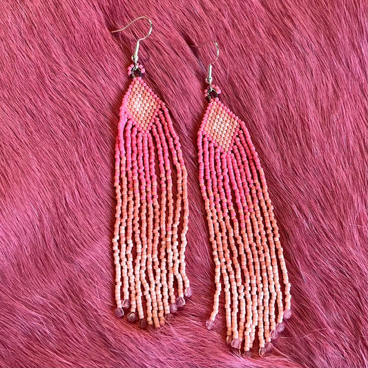 Pink Sunset Fringe Earrings