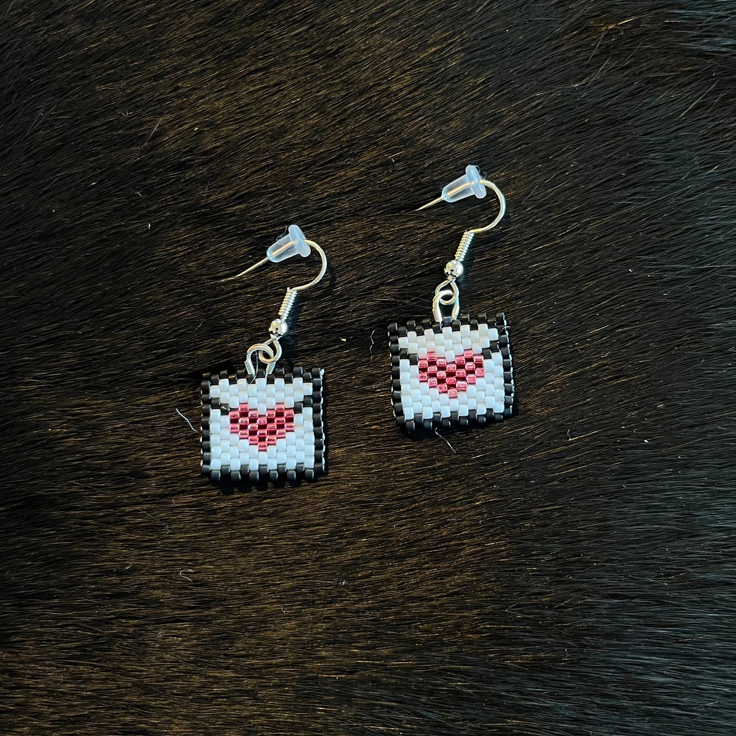 Love Letter Beaded Earrings- Red and Pink Hearts