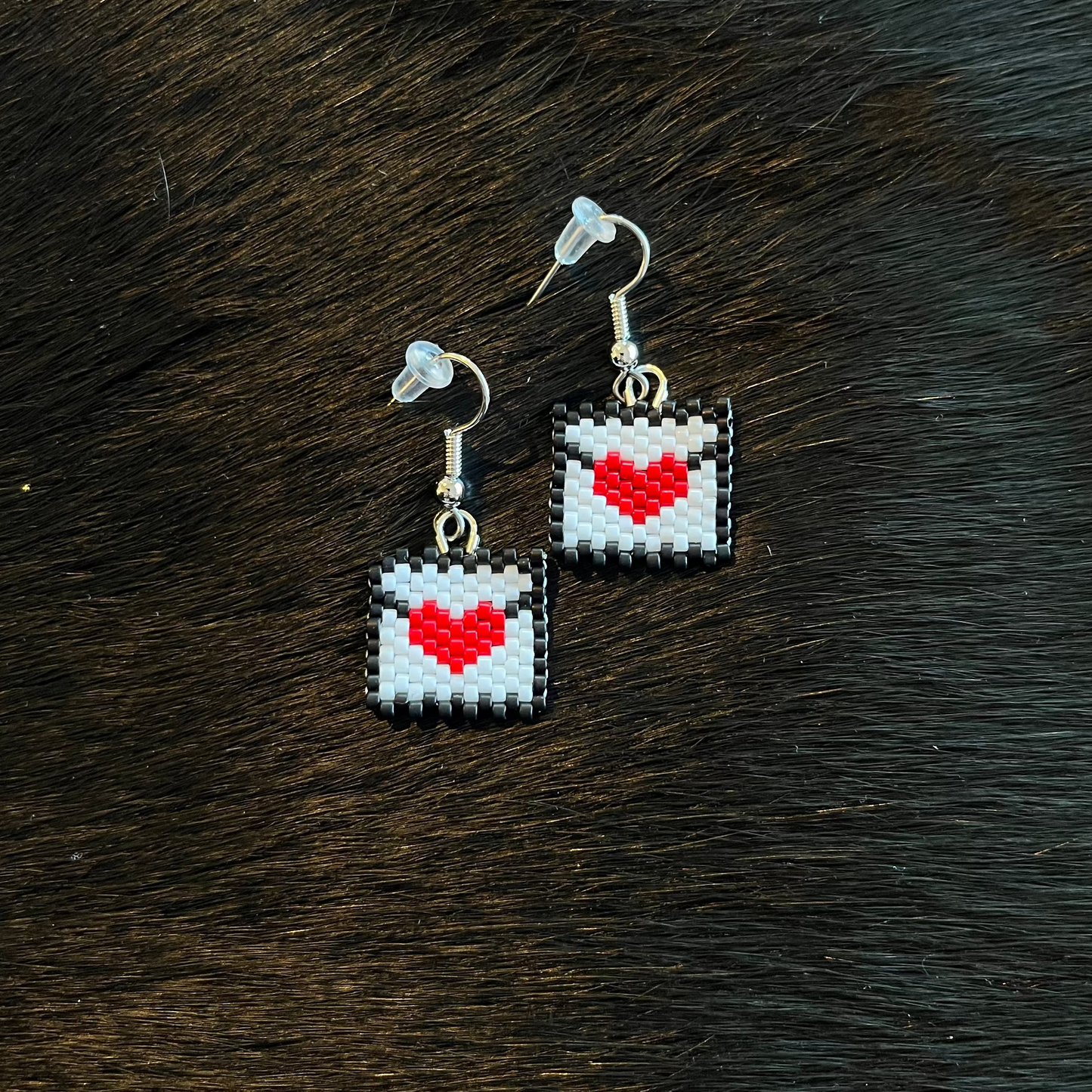 Love Letter Beaded Earrings- Red and Pink Hearts