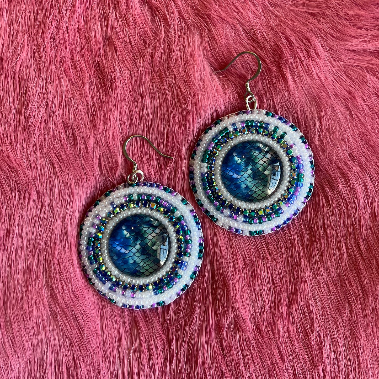 Mermaid Scale Flat Stitch Earrings