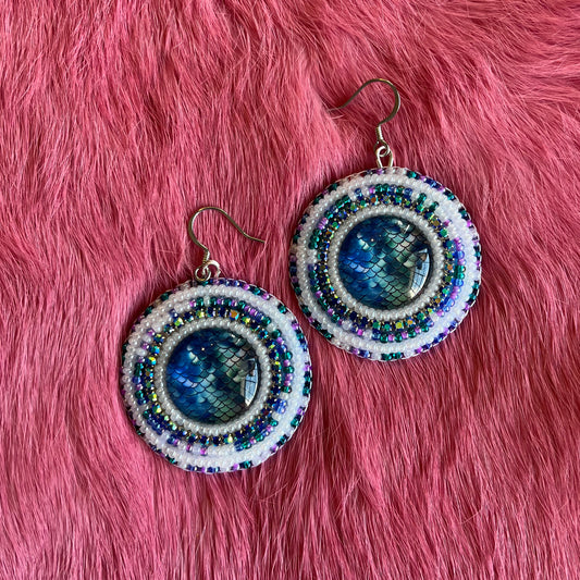 Mermaid Scale Flat Stitch Earrings