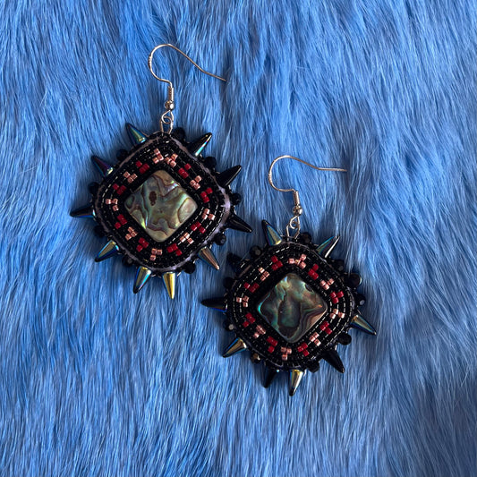 Abalone Spike Flat Stitch Earrings