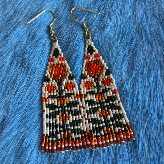 Orange Flower Child Fringe Earrings