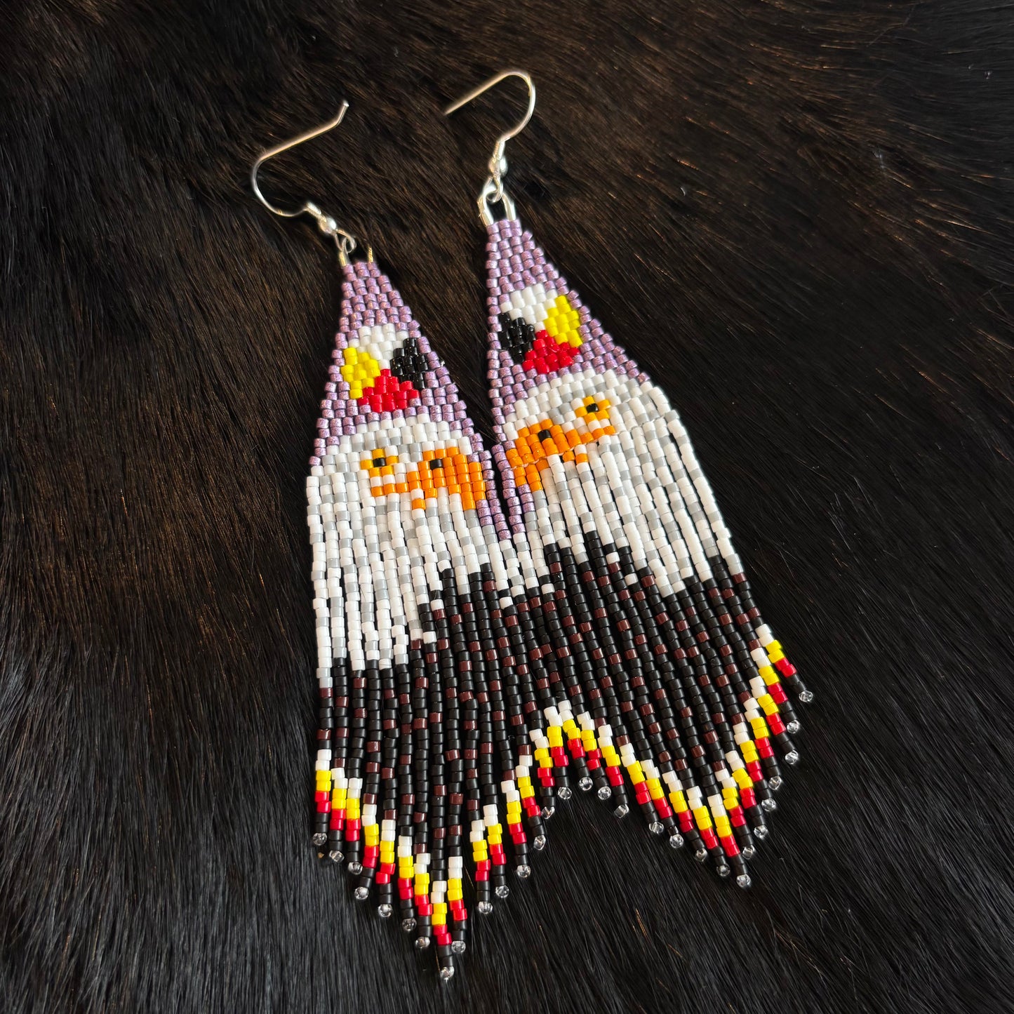 Purple Medicine Eagle Fringe Earrings