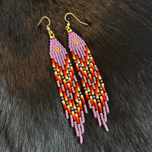 Purple Medicine Fringe Earrings
