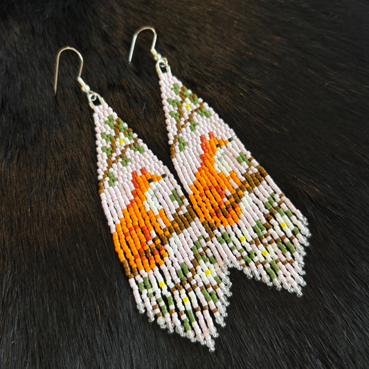 Pink Fox Fringe Earrings