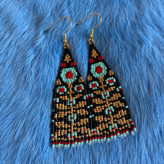 Dark Floral Fringe Earrings