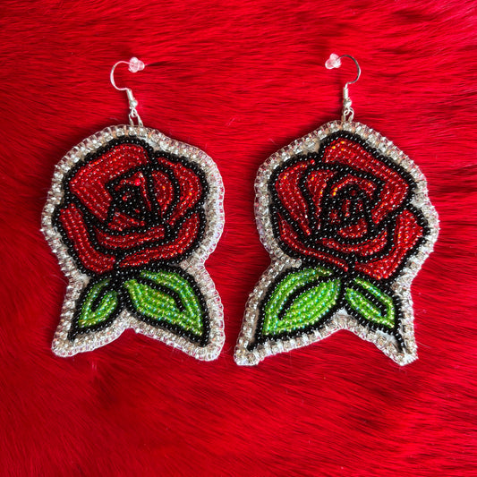 Big Auntie Rose Flat Stitch Earrings