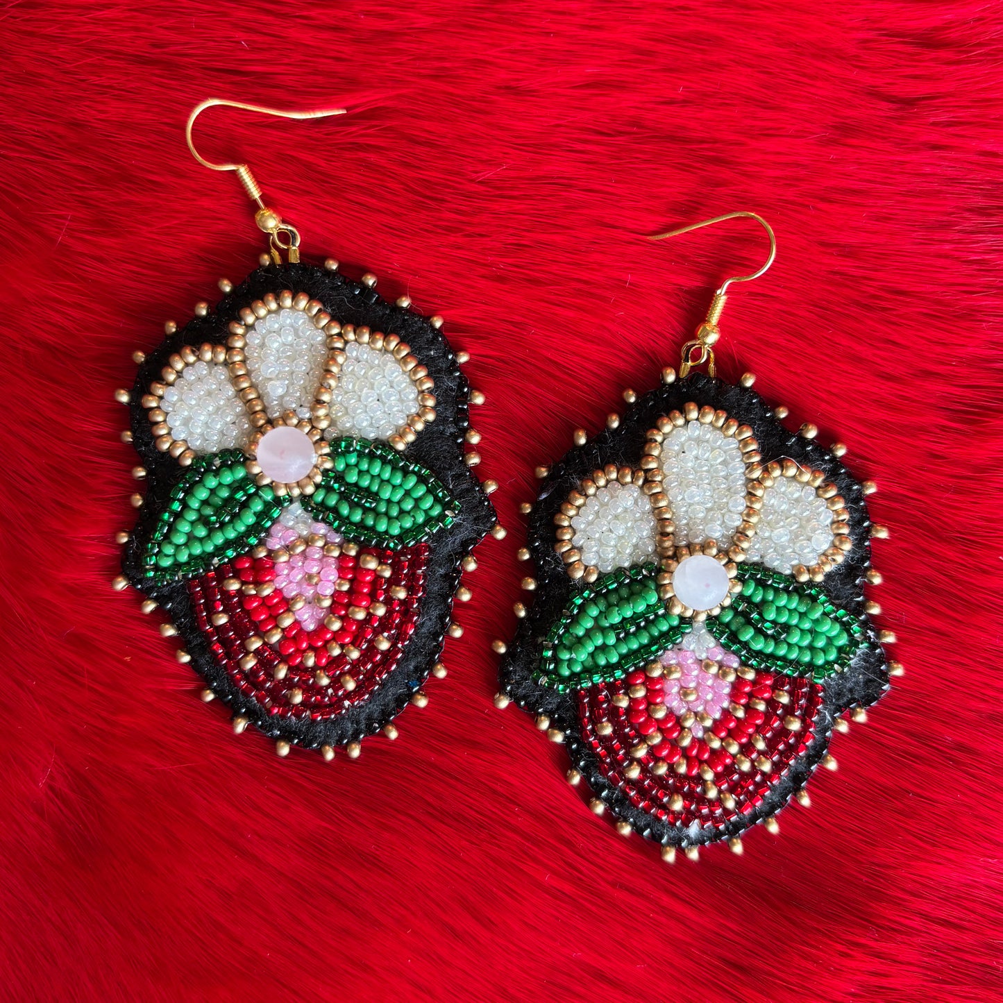 Strawberry Floral Flat Stitch Earrings