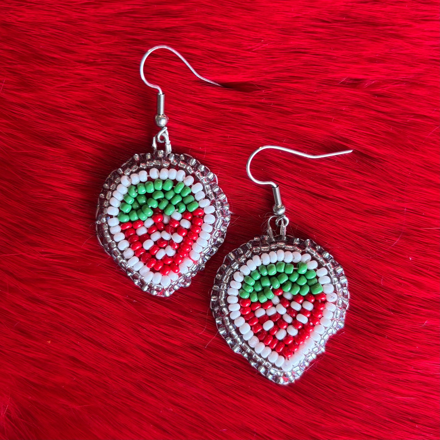 Small Strawberry Flat Stitch Earrings