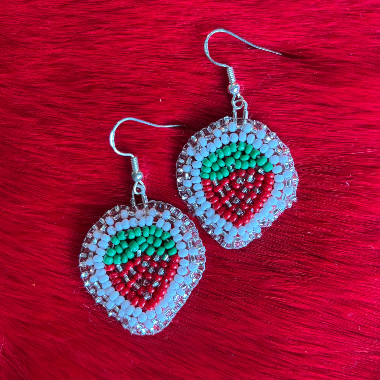 Small Strawberry Flat Stitch Earrings