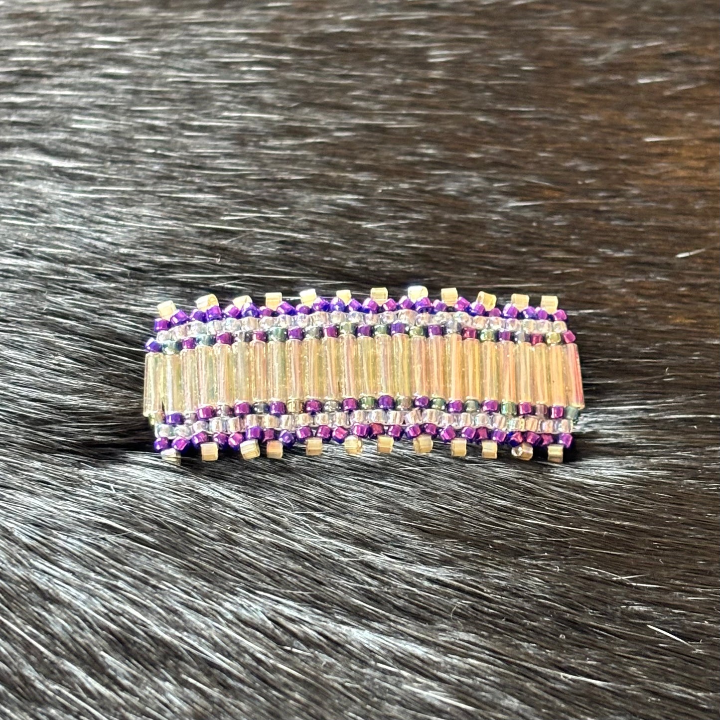 Small Purple Brick Stitch Hair Clip
