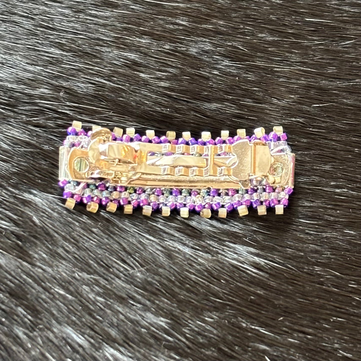 Small Purple Brick Stitch Hair Clip