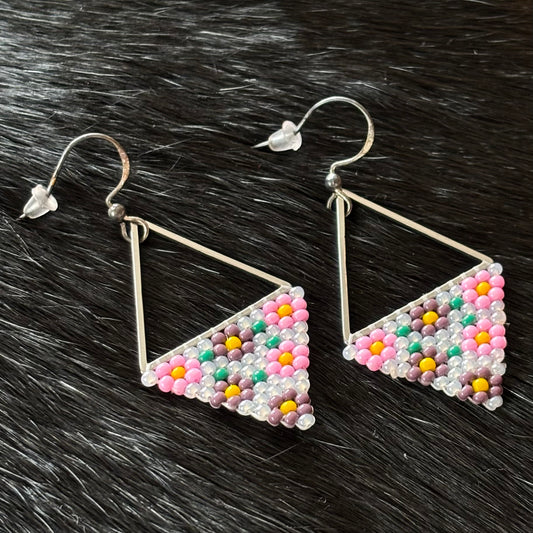 Flower Beaded Drop Earrings