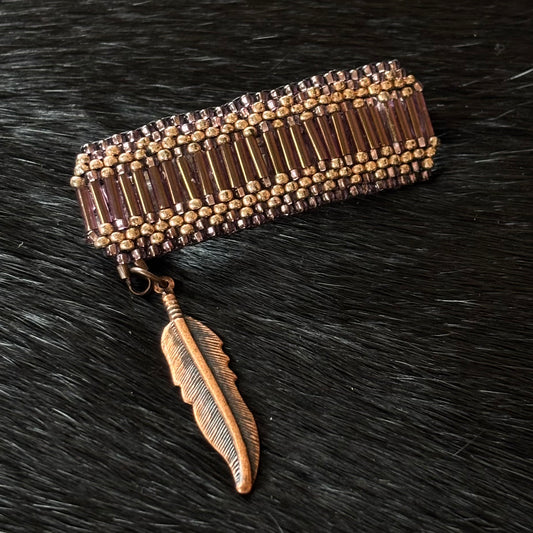 Copper Brick Stitch Hair Clip