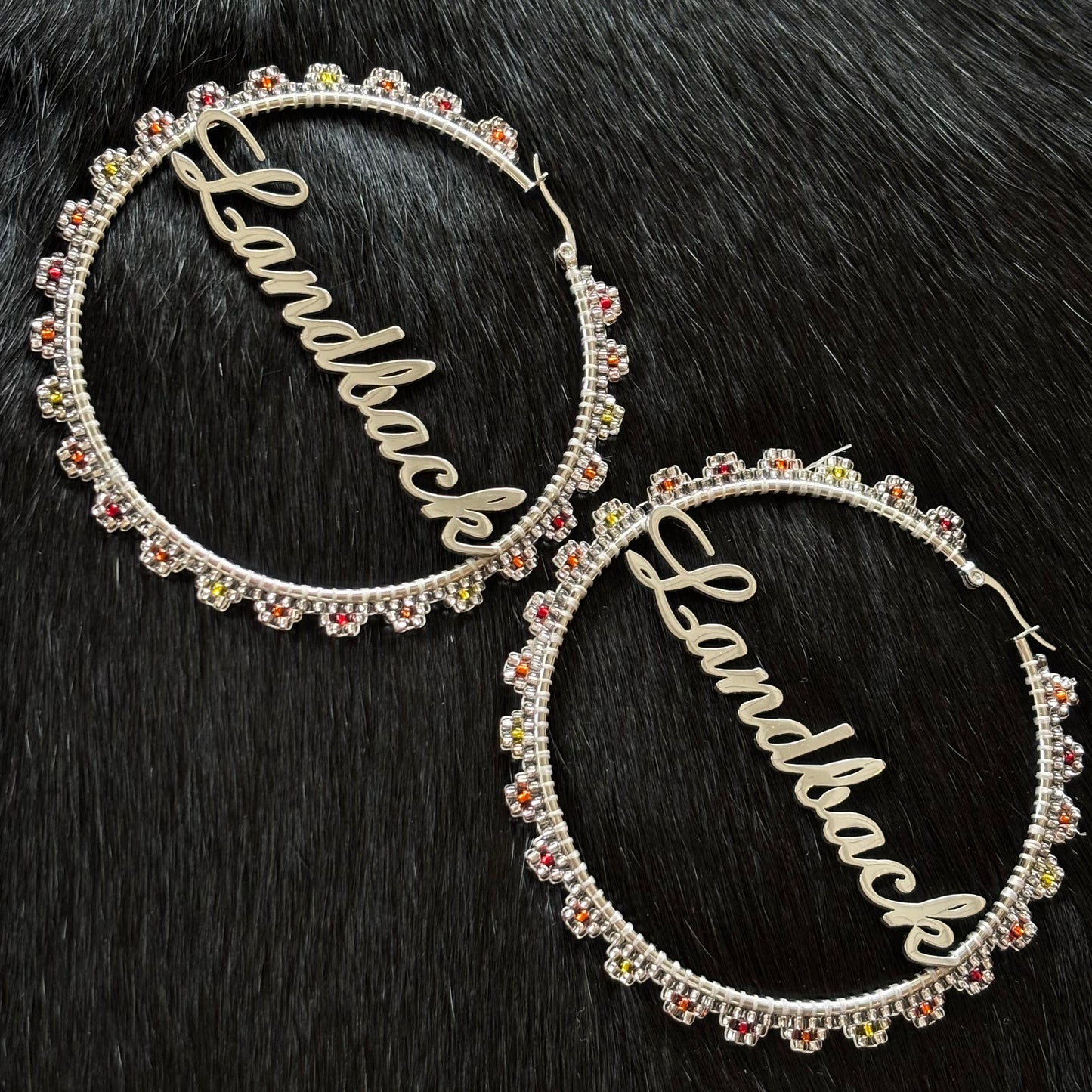'Land Back' Beaded Hoop Earrings