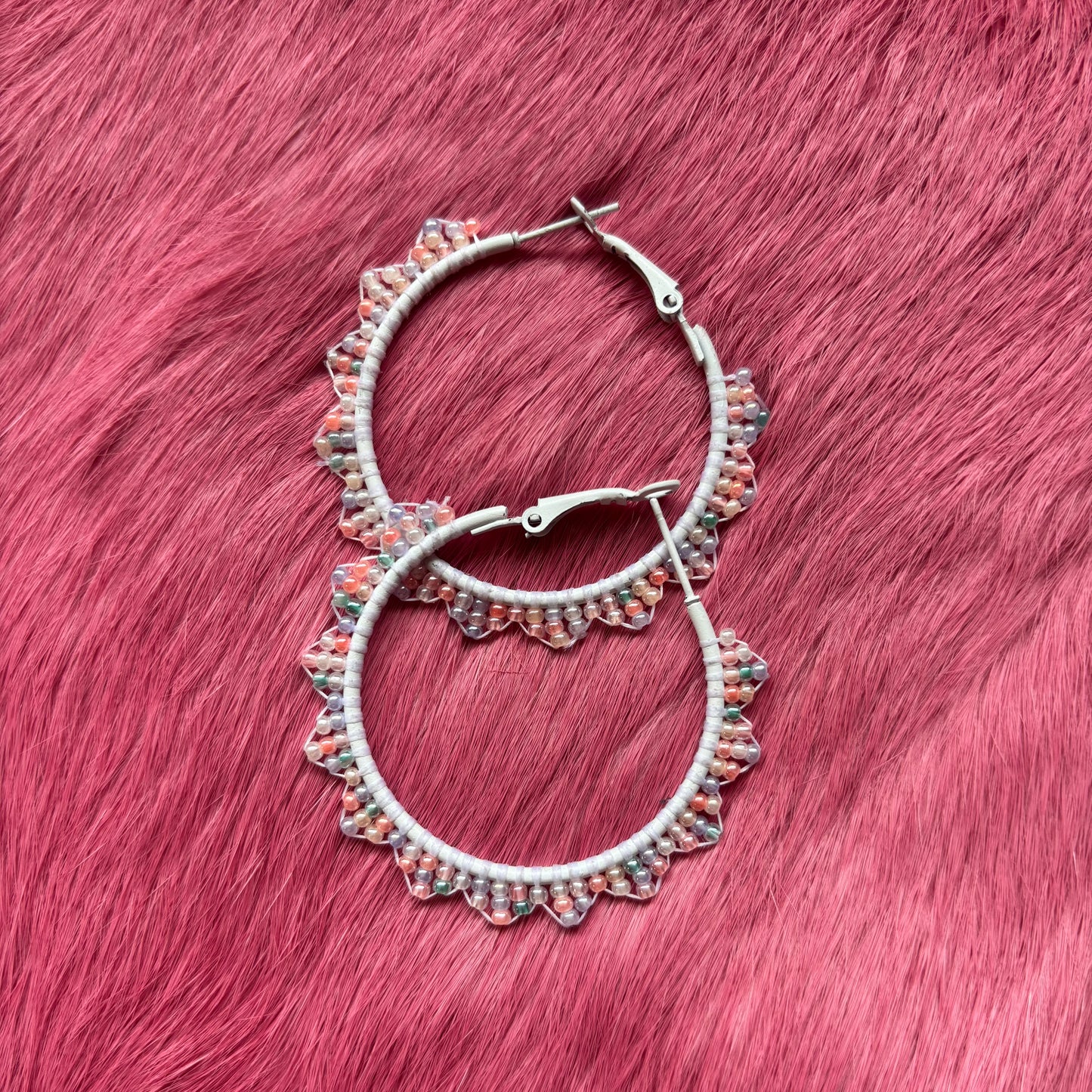 Pastel Beaded Hoop Earrings