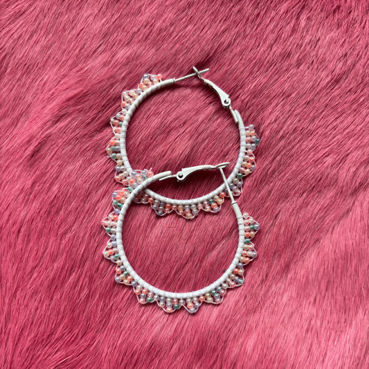 Pastel Beaded Hoop Earrings
