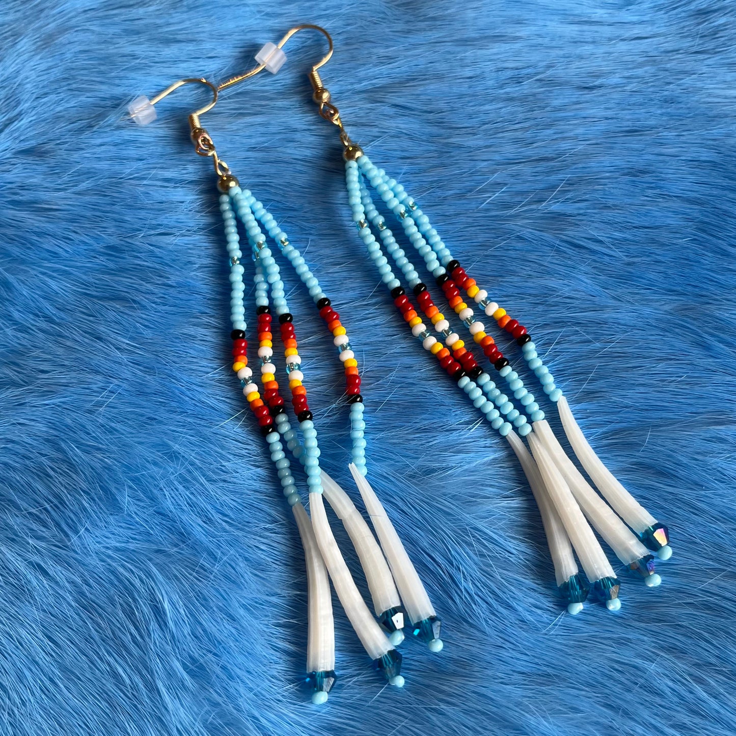Medicine Wheel Dentalium Drop Earrings