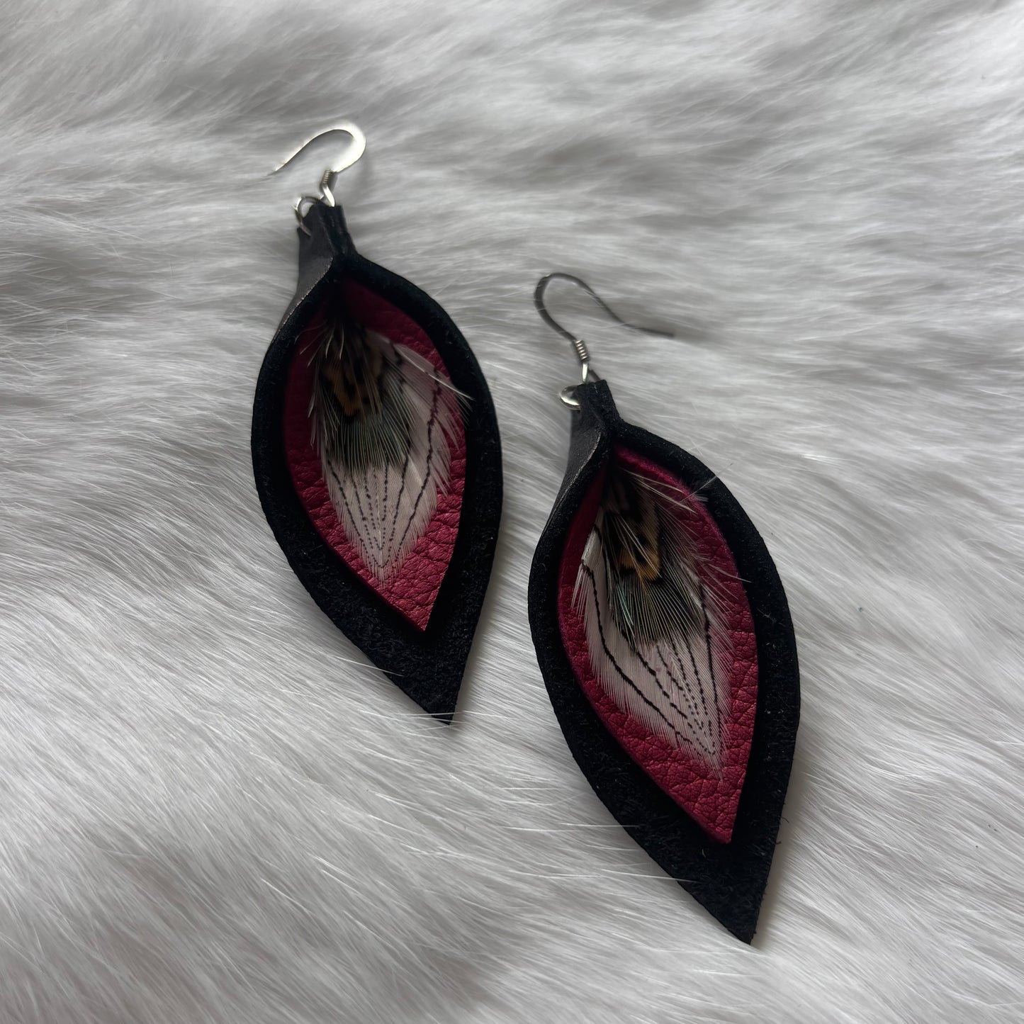 Tear Drop Hide Feather Earrings | Rebecca Maracle