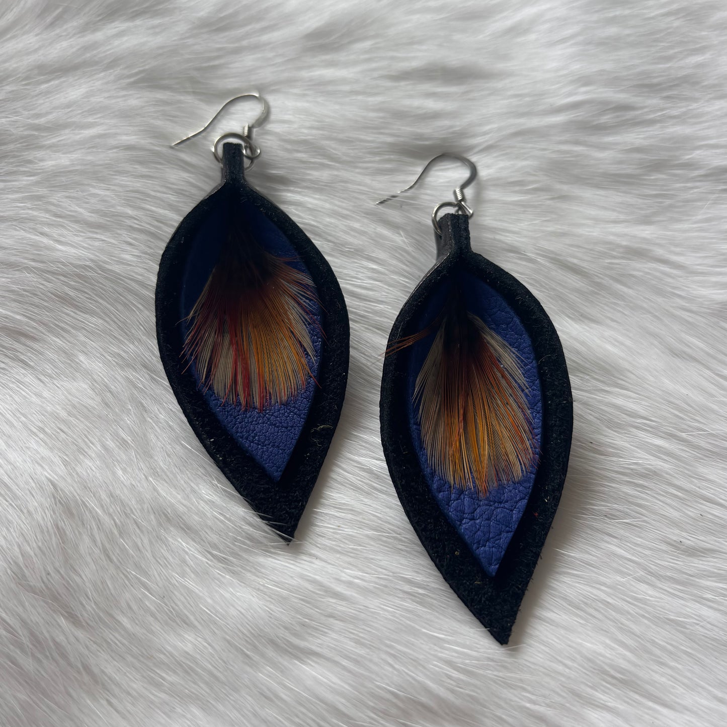 Tear Drop Hide Feather Earrings | Rebecca Maracle