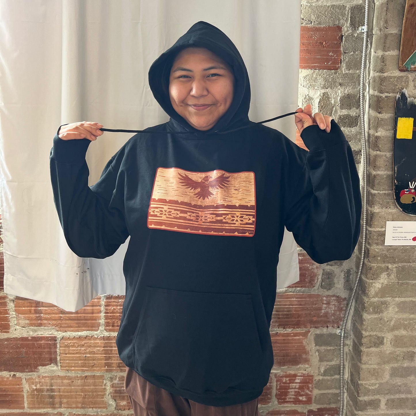 Etched Birch Bark Miigizi Hoodie Black