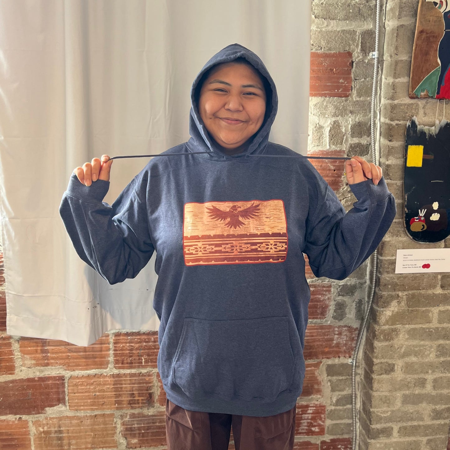 Etched Birch Bark Miigizi Hoodie Blue-Grey