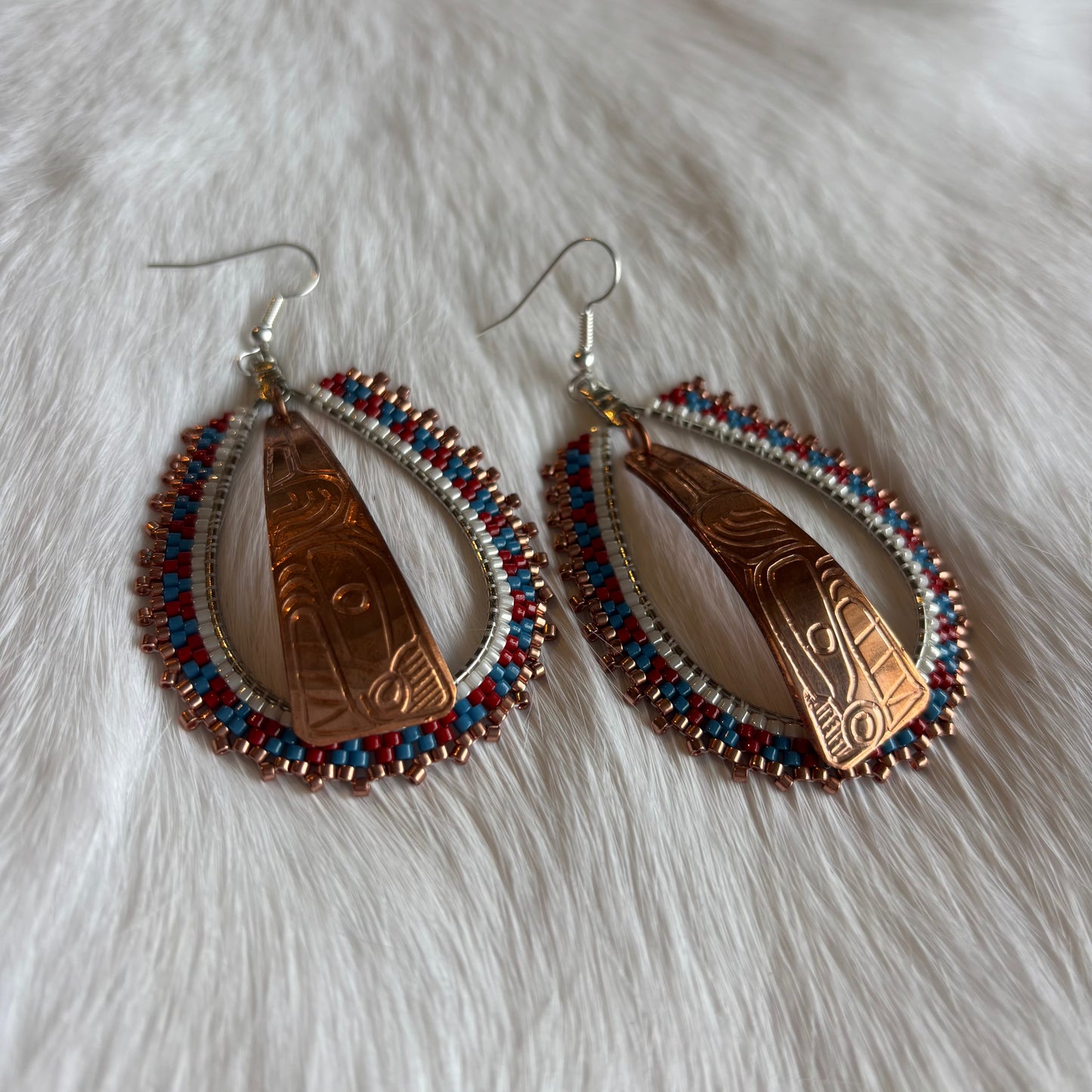 Copper Wolf Beaded Earrings