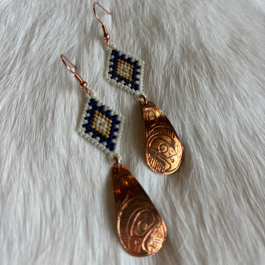 Copper Eagle Beaded Earrings