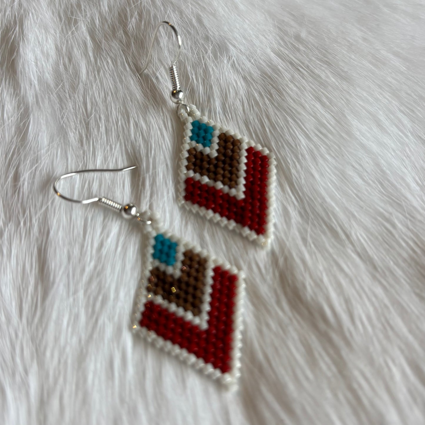 Chevron Beaded Diamond Earrings