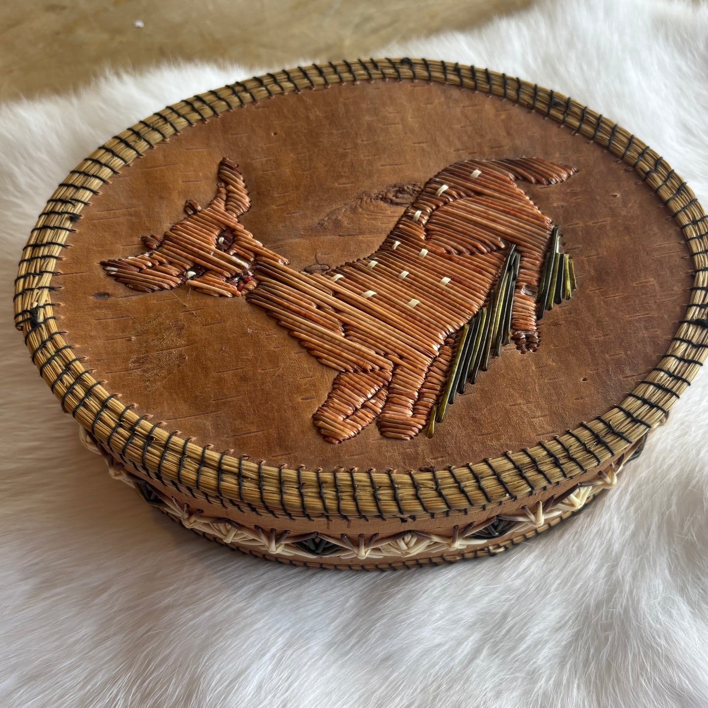 Deer | Porcupine Quill & Birch Bark Basket