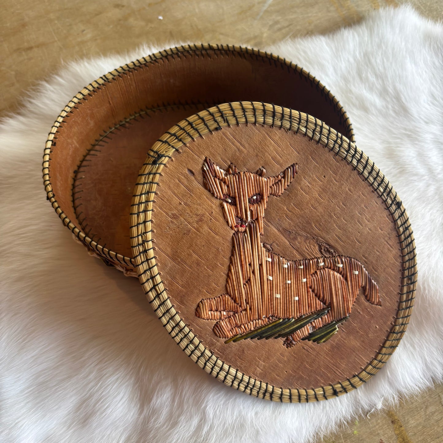 Deer | Porcupine Quill & Birch Bark Basket