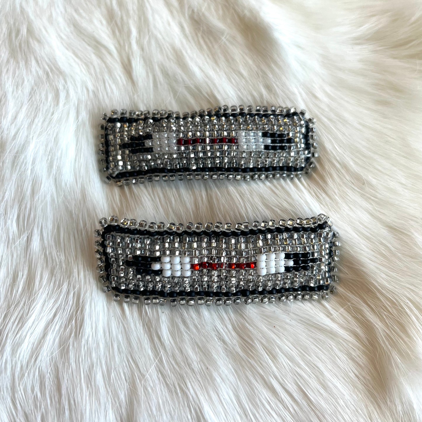 Silver Feather Barrette Pair