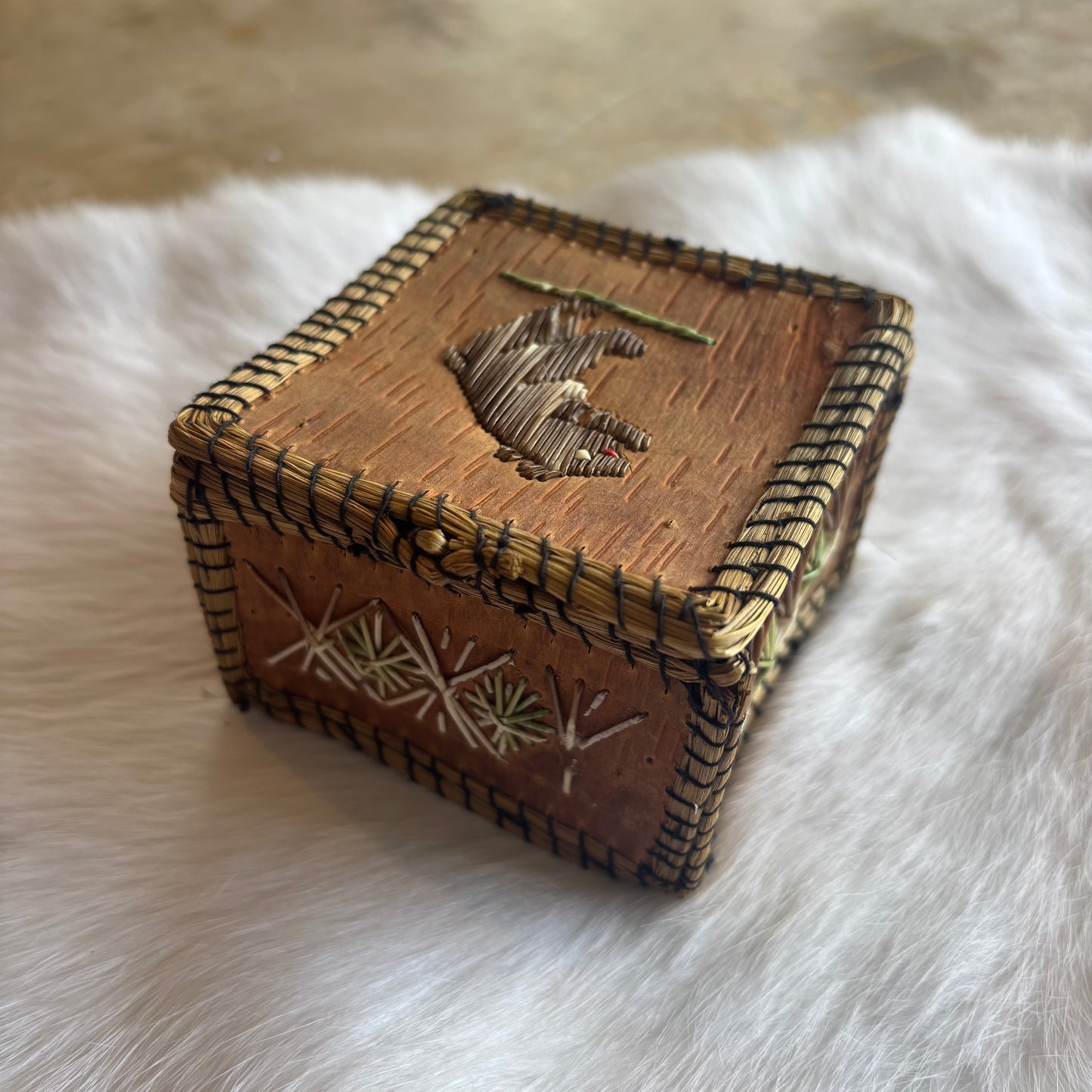 Bear | Porcupine Quill & Birch Bark Basket