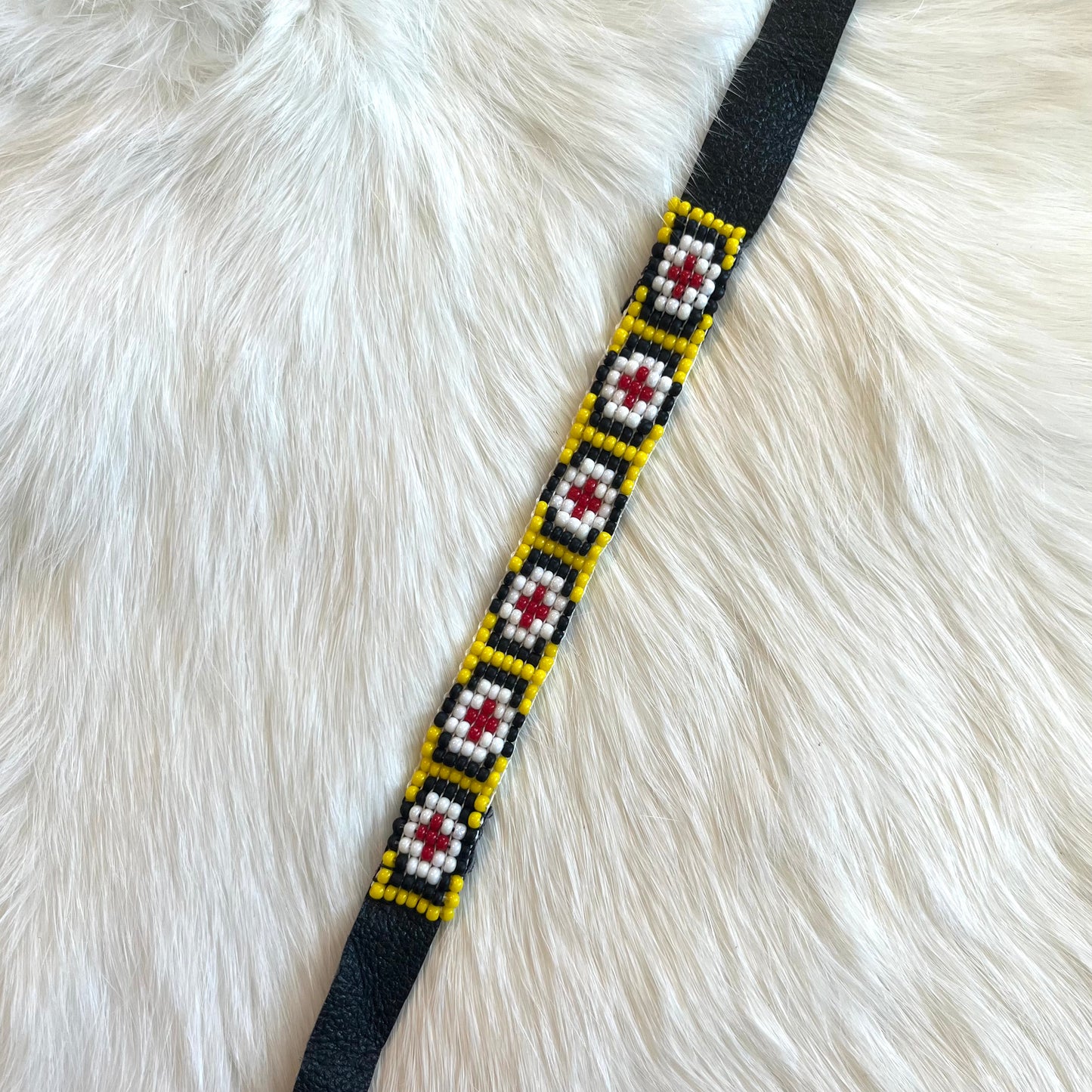 Black Leather Seed Bead Bracelets