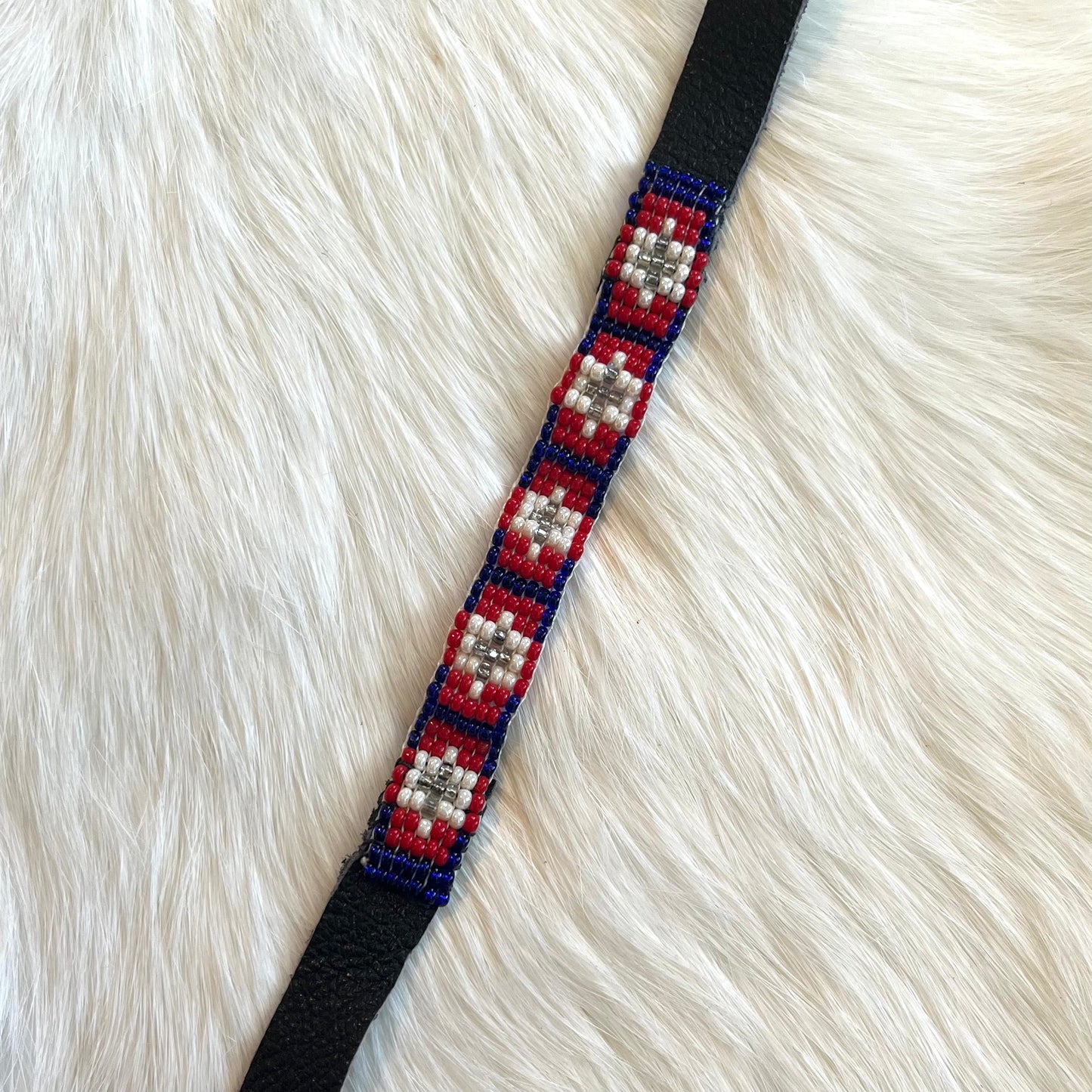 Black Leather Seed Bead Bracelets