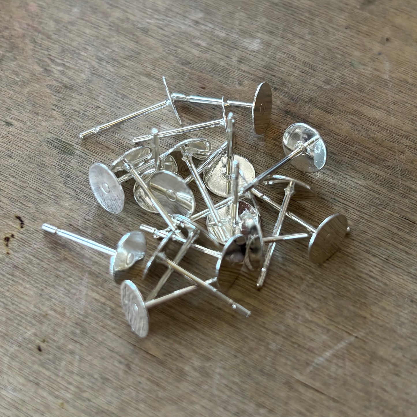 Silver Flat Stud Findings (small plate)