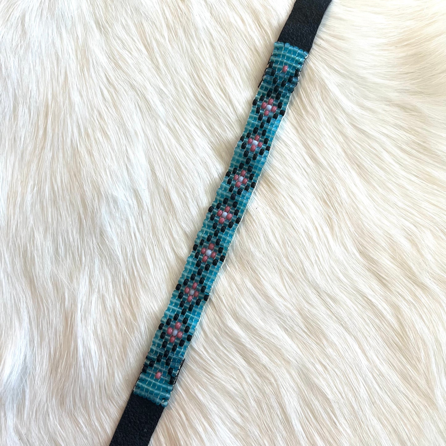 Black Leather Seed Bead Bracelets