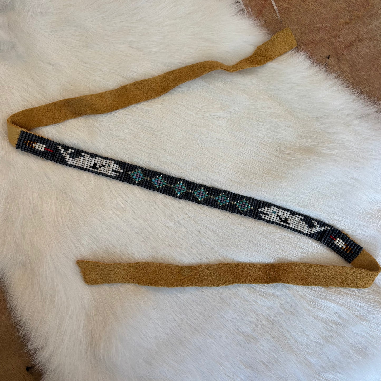Whale Seed Bead and Hide Choker