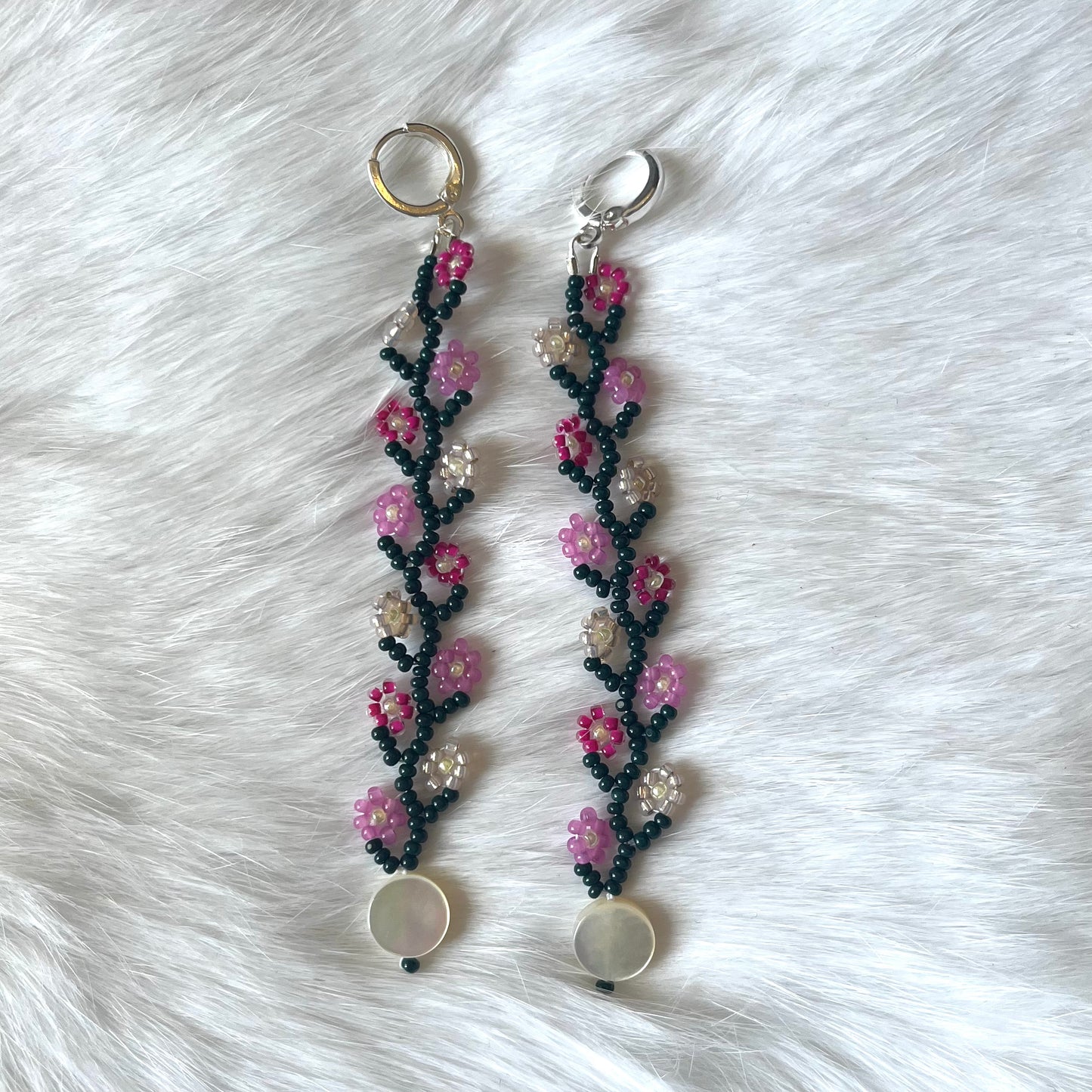 Pink Flower Garland Earrings