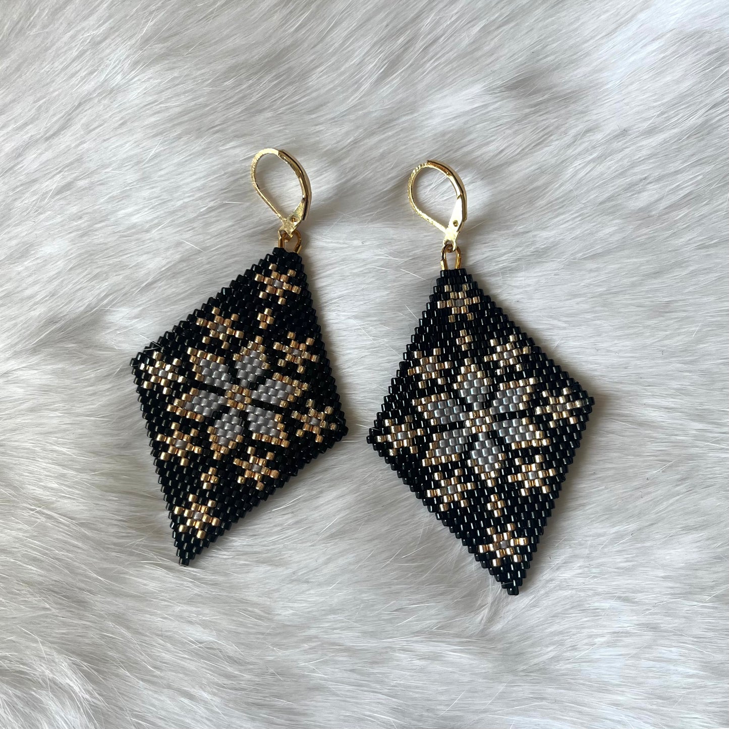 Purple and Black Snowflake Earrings