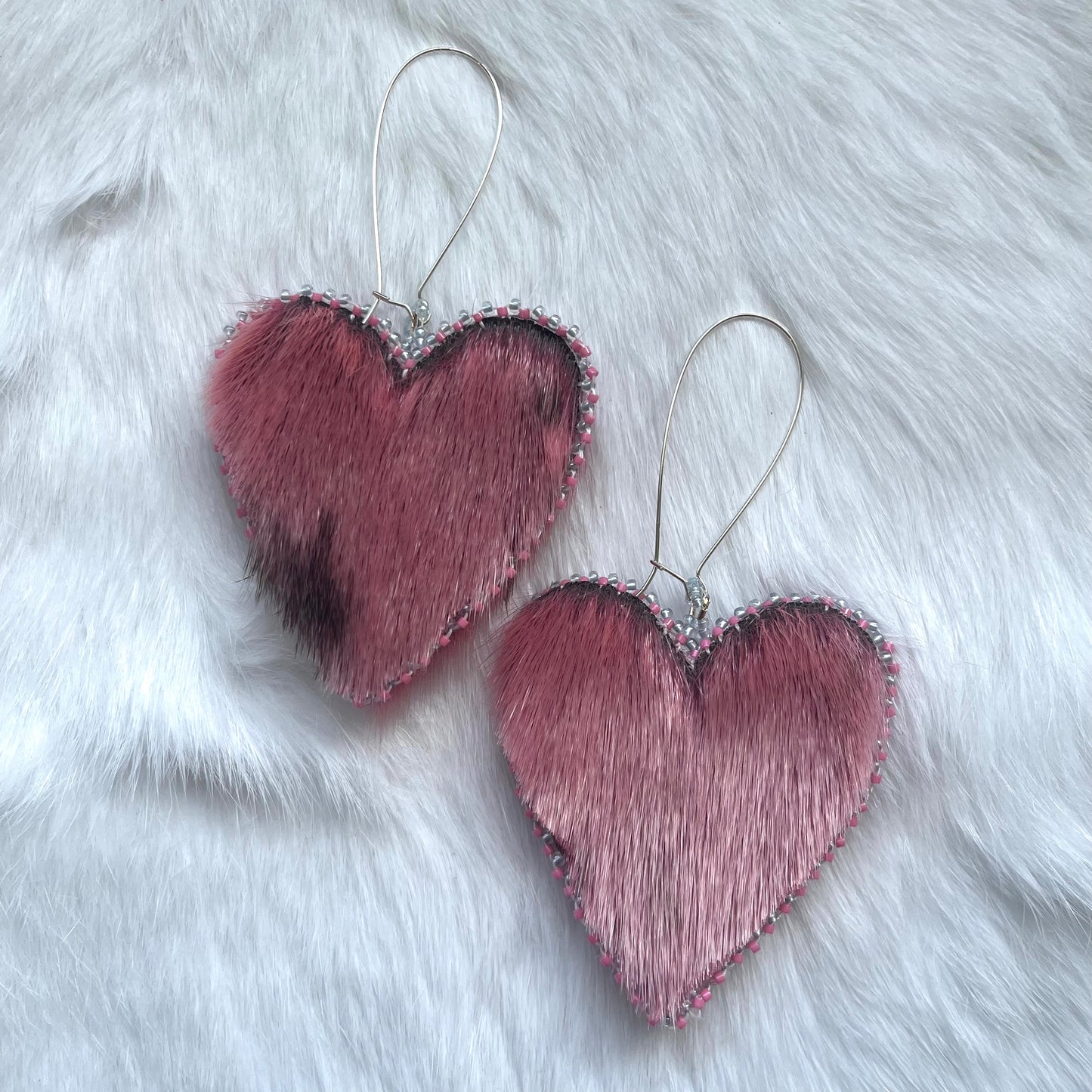 Pink Heart Seal Skin Earrings
