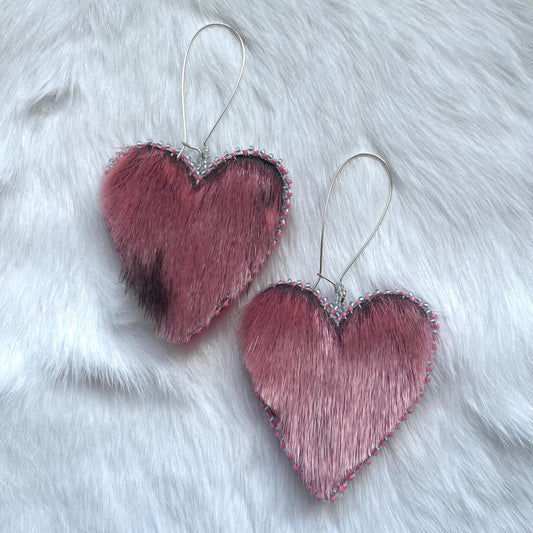 Pink Heart Seal Skin Earrings